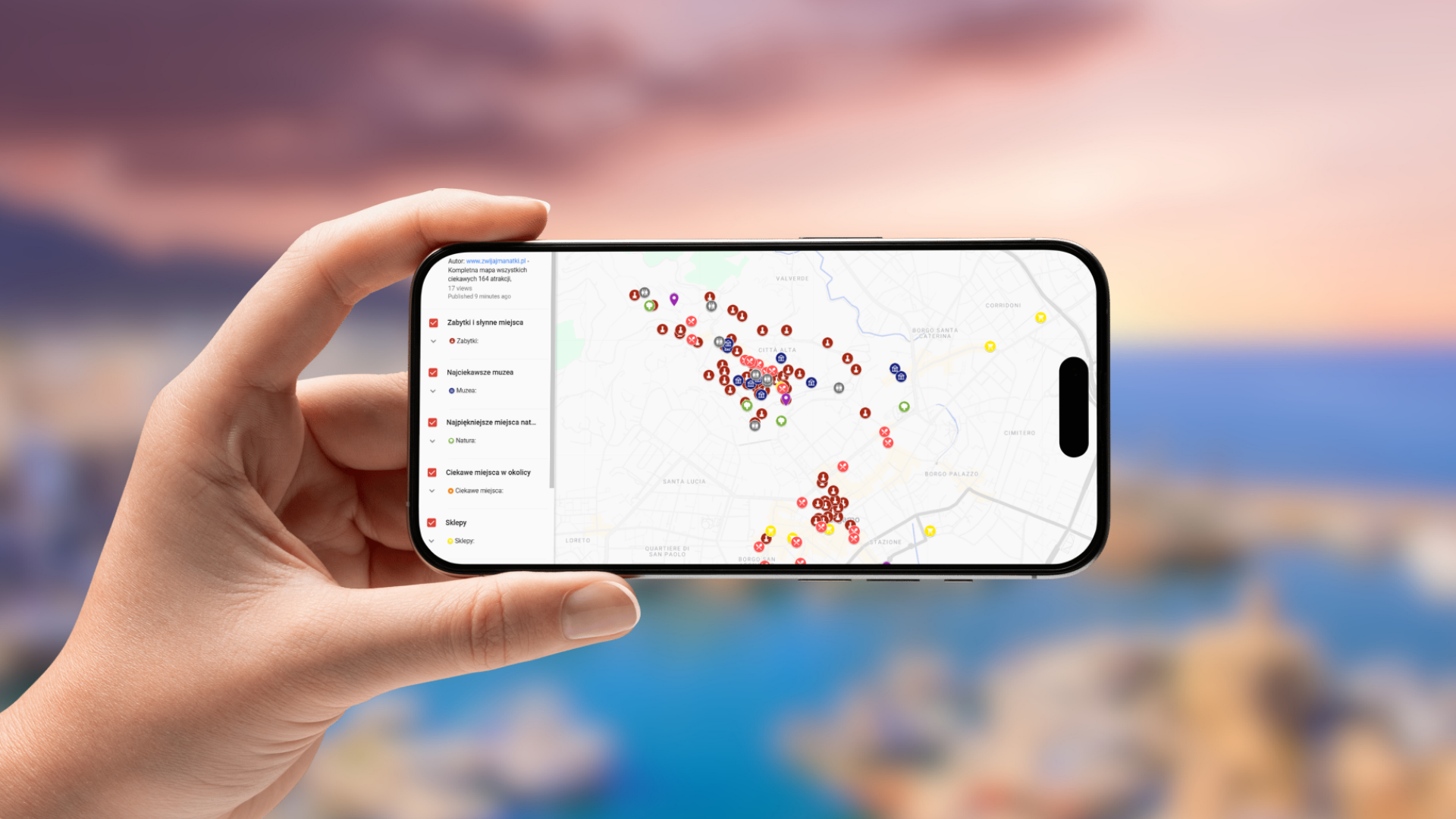 mapa Bergamo otwarta na telefonie poziomo