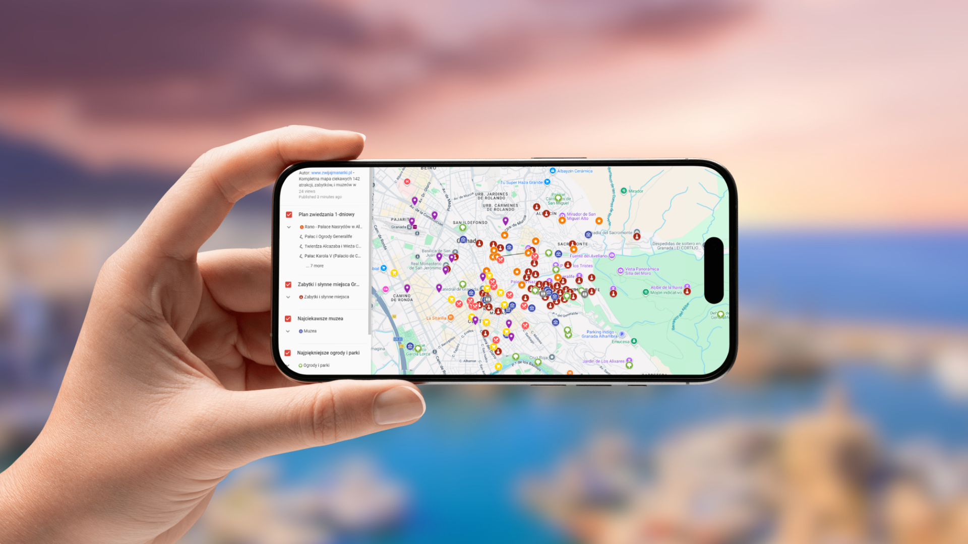 mapa Grenady otwarta na telefonie poziomo
