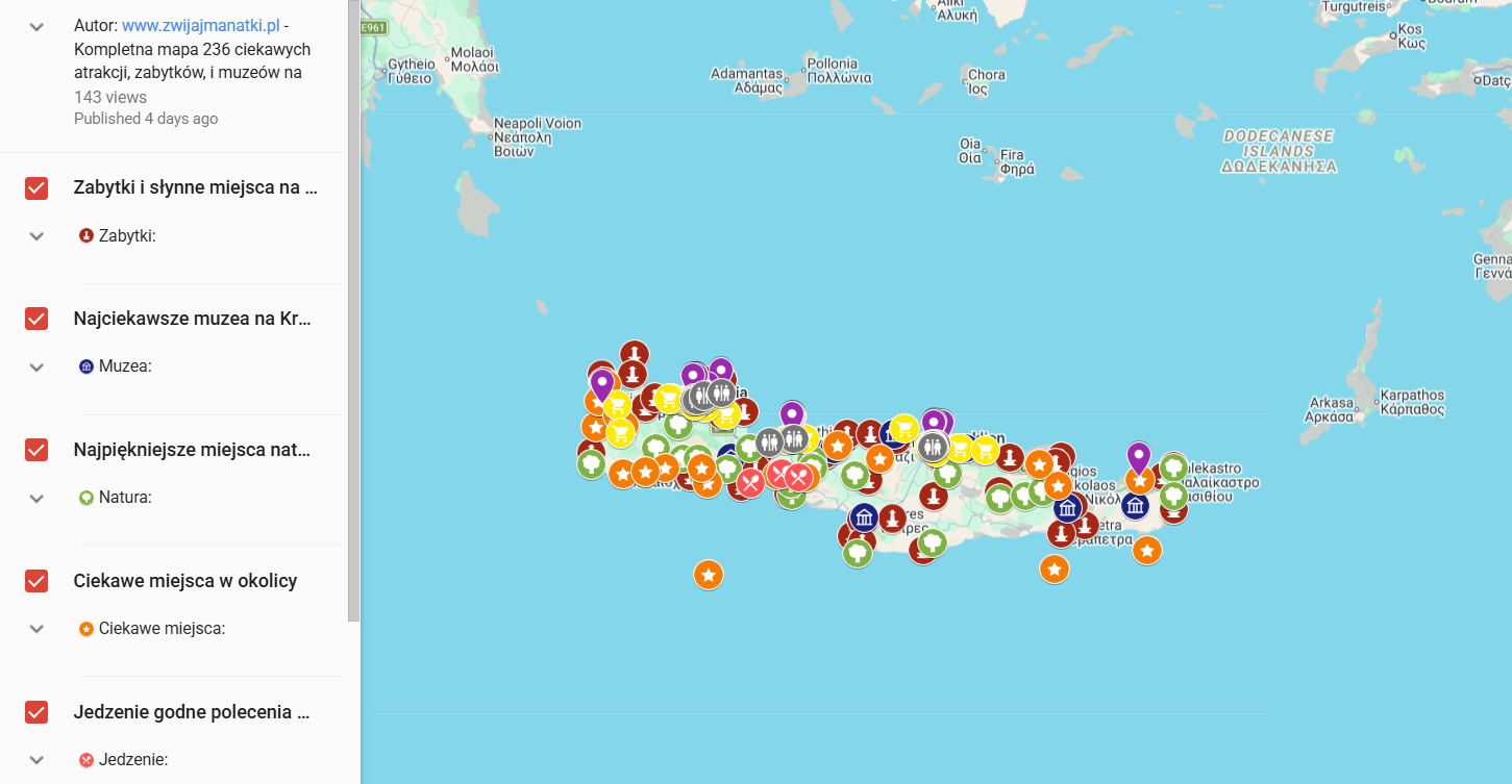 mapa atrakcji Kreta