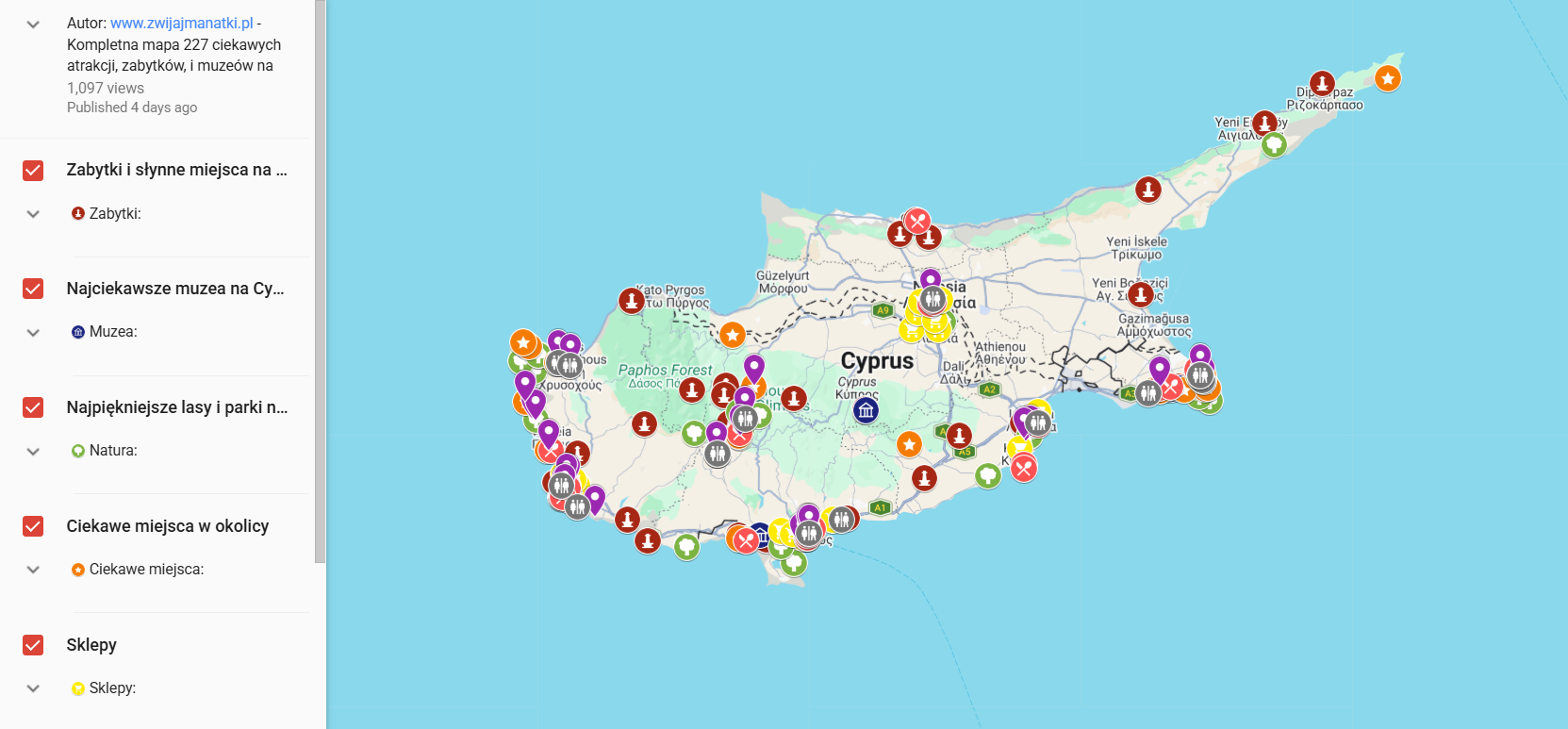 mapa atrakcji Cypr